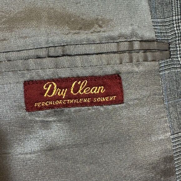 Glen Plaid Suit Jacket 42L by Arnie – Gray Brown Check - Picture 9 of 16